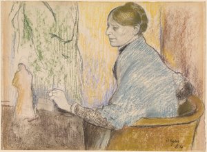 Madame Henri Rouart in an Armchair Before a Small Table with a Tanagra Statuette by Edgar Degas