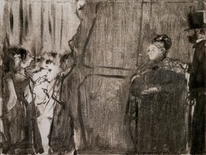 Meet Ludivic Halevy and Madame Cardinal behind the scenes by Edgar Degas