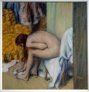 Naked woman wiping her feet. Painting by Edgar Degas. 1879-1893. Paris, Musee d