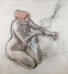 Nude Woman Drying Herself After the Bath
