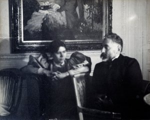 Portrait of the writer Stephane Mallarme and Paule Gobillard, niece by Berthe Morisot (Photography by Edgar Degas)