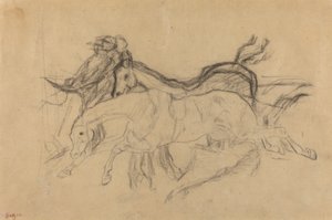 Racehorses Study for Scene from the Steeplechase: The Fallen Jockey, c. 1881 by Edgar Degas