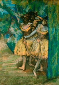 Three Dancers with a Backdrop of Trees and Rocks