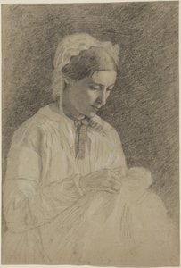 Woman Embroidering by Edgar Degas
