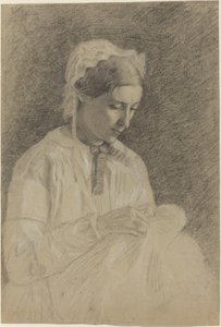 Woman Embroidering by Edgar Degas