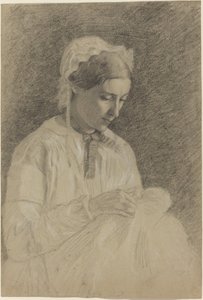 Woman Embroidering by Edgar Degas