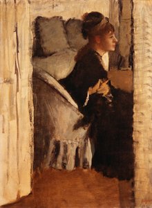 Woman putting on gloves by Edgar Degas