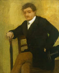 Young Man Sitting with Jacket and Umbrella by Edgar Degas