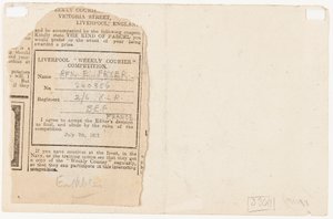 Submission to a Newspaper Competition Editor, 1917