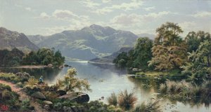 A Lake Scene in North Wales by Edgar Longstaffe