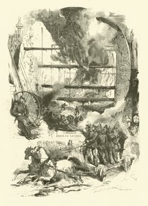 Fire in the Docks of London by Edmond (after) Morin