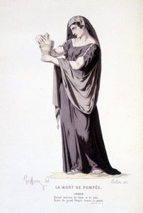 The character of Cornelie in the theatre play La mort de Pompee (Compendium of plays of Corneille) drawing by Geffroy, engraving by Colin - ed. Laplace, Sanchez et Cie, Paris 1884 by Edmond Aime Florentin Geffroy