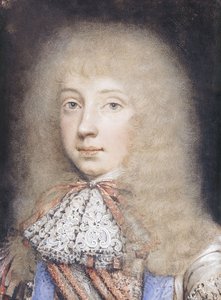 Portrait of Edward Stuart, Bust Length, with Flowing Hair and Lace Stock by Edmund Ashfield