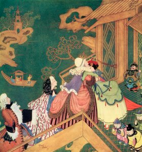 Laideronnette Kissed and Embraced the Good Fairy Protectress, Illustration from the French Fairytale The Green Serpent, from Edmund Dulac