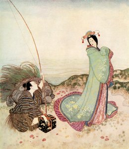 Urashima Was So Enchanted That He Could Not Speak a Word, Illustration from the Japanese Fairytale The Story of Urashima Taro, from Edmund Dulac