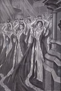 Peeresses Putting on Their Coronets at the Coronation of Queen Alexandra, Consort of King Edward VII, Westminster Abbey, London by Edmund Joseph (after) Sullivan