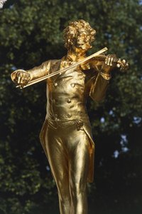 Statue of a musician, Johann Strauss Statue, Vienna, Austria by Edmund Ritter von Hellmer