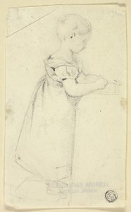 Little Girl Standing at Desk and Writing by Edmund Thomas Parris