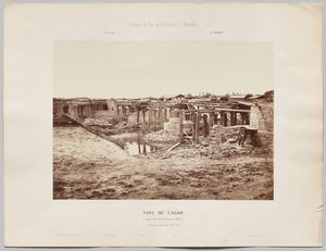 Toulouse to Bayonne Railway. Aran Bridge (three arches of 17m each). Work status as of July 21, 1861 by Édouard Baldus