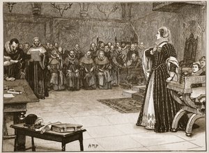 Trial of Mary Queen of Scots in Fotheringhay Castle, Illustration from 