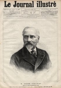 Portrait of Andre Theuriet (1833-1907), French novelist, poet and academician - Engraving by Navellier in 