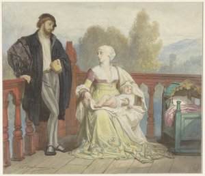 Francesca di Rimini and Paolo di Polenta with Child on a Balcony