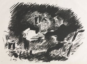 Illustration for The Raven by Edgar Allan Poe by Édouard Manet