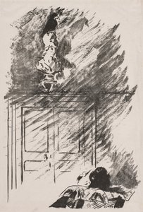 Illustration for The Raven by Edgar Allan Poe by Édouard Manet