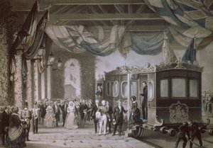 Queen Victoria and Prince Albert Arriving at Gosport Station, Hampshire, 1846 by Edouard Pingret