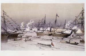 Entrance of the Eagle to Port Said for the inauguration of the Suez Canal - in 