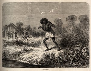 Panic among the Conibos Indians by Edouard Riou
