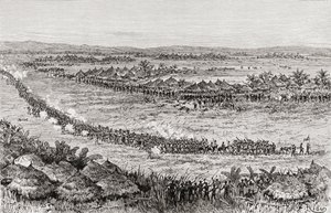 Sir Henry Morton Stanley and His Men Being Threatened by Sukuma Natives by Edouard Riou