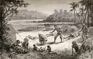 The Rescue of Robert H. Nelson and Survivors at Starvation Camp, Ipoto by Edouard Riou
