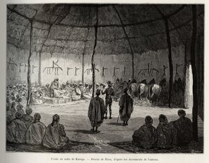 Visit to the Naba of Karaga. Engraving by Riou, to illustrate the story From Niger to the Gulf of Guinee by Captain Louis Gustave Binger by Edouard Riou