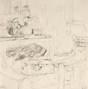 Interior with Square Table by Edouard Vuillard