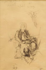 Madame Bénard Seated with Study Drawn of Her Scarf by Edouard Vuillard