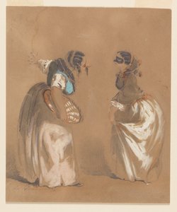 Two Masked Ladies Bowing by Edouard de Beaumont