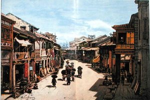 A Street in Hong Kong in the Mid-Nineteenth Century by Eduard (after) Hildebrandt