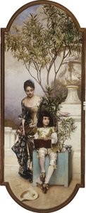 Mother and Child Sketching in the Park