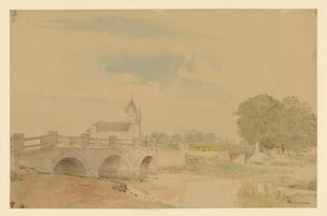 View of the Church and Bridges of Stavenhagen by Eduard Gaertner
