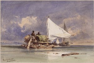 Jangadas on the Sea near Pernambuco (Recife)