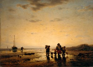 Beach in Evening Light by Eduard Hildebrandt