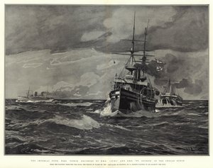 The Imperial Tour, H M S Ophir, escorted by H M S Juno and H M S St George, in the Indian Ocean