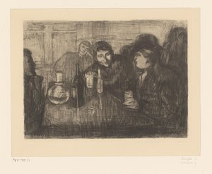 Men around a table in a café by Edvard Munch