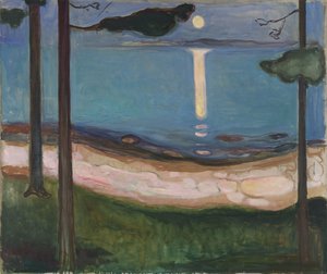 Moonlight Nordic Landscape. Painting by Edvard Munch