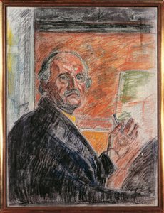 Self-Portrait with Pastel Crayon by Edvard Munch