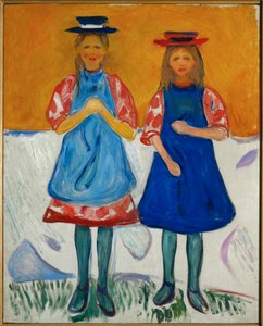 Two Girls with Blue Aprons