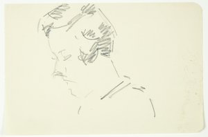 Portrait Study of the Painter Ellen Olrik, with Bent Head, 7/8 Profile to the Left by Edvard Weie