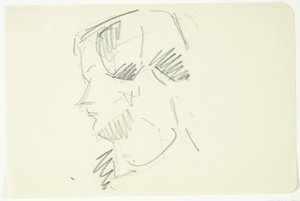 Portrait study of the painter Ellen Olrik, profile to the left by Edvard Weie