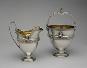 Cream Pitcher and Sugar Basket, c. 1865-1869 by Edward Chandler Moore